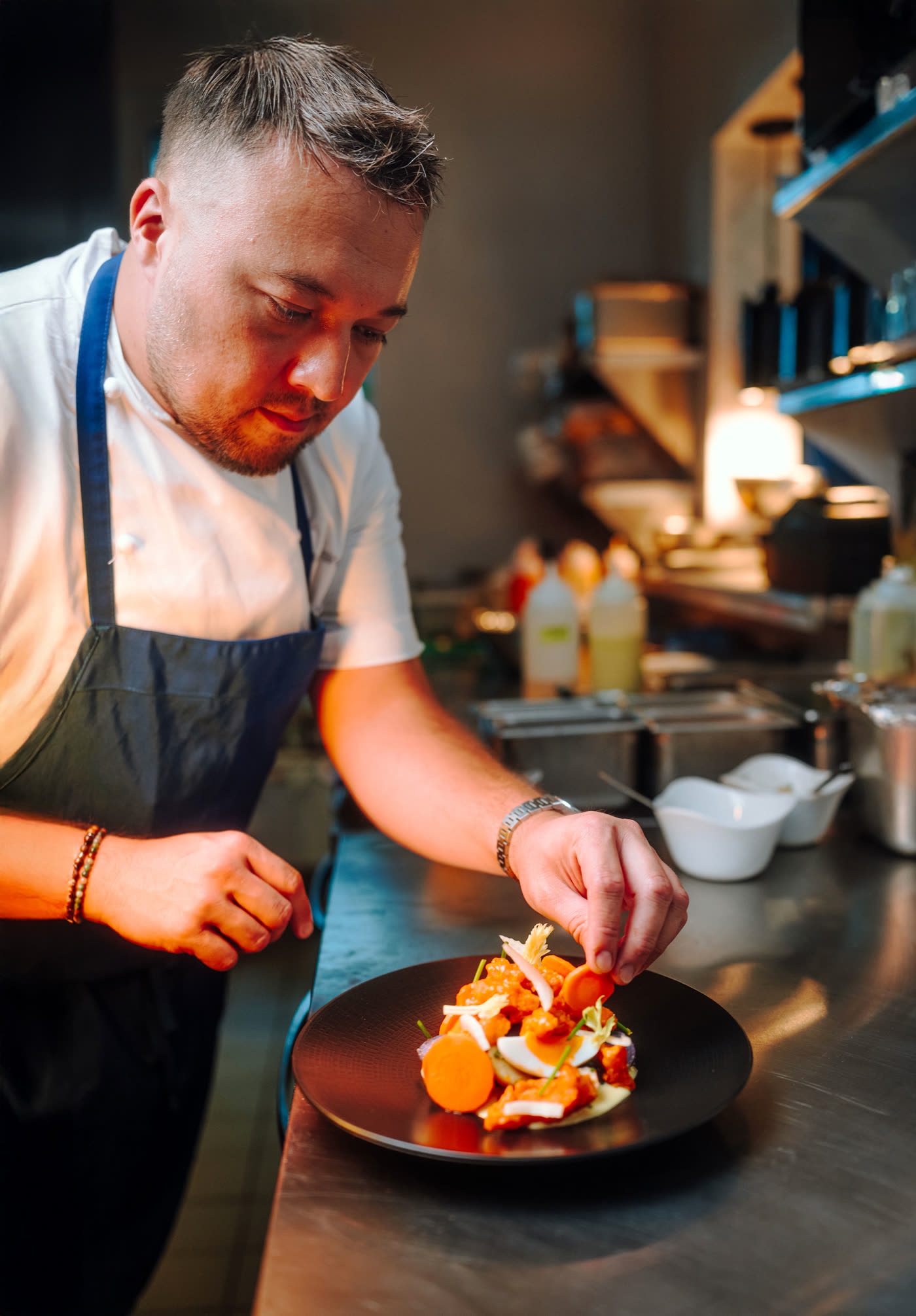 Chef Joe West at the pass